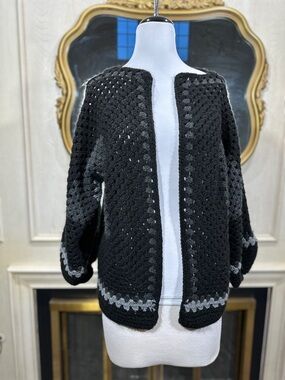 Handmade Crochet Cardigan Granny Square Dark Coquette whimsigoth
